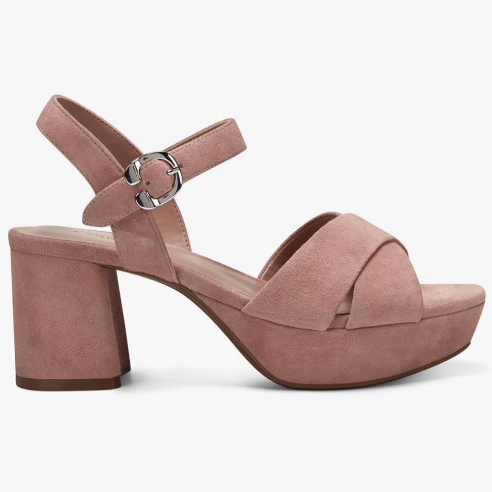 💕🌸 Aerosoles Suede Cosmos Pink Heeled Sandals – Size 8, NEW